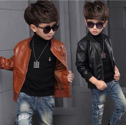 Picture of Kids Fashionable Korea Style Winter Leather Zipper Jacket (2 years - 7 years) for your BABY Smile