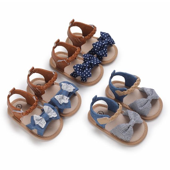 Picture of Baby Girl Fashion Striped or Dots or Lace Bowknot Cute Cool Comfortable Breathable Toddler Sandal