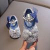 Kids Girls Pearl Sequin Bow Princess Shoes (2 years to 5 years)-Blue