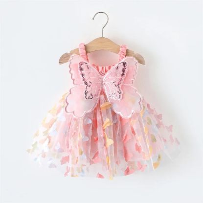 Picture of Baby Girl Butterfly Wings Fairy Sleeveless Pleated Lace Summer Dress (6 months to 3 years)