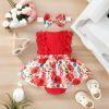 Picture of Baby Girl Sleeveless Lace Floral Romper Dress with Headband (0 to 12 months)