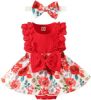 Picture of Baby Girl Sleeveless Lace Floral Romper Dress with Headband (0 to 12 months)