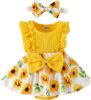 Picture of Baby Girl Sleeveless Lace Floral Romper Dress with Headband (0 to 12 months)