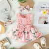 Picture of Baby Girl Sleeveless Lace Floral Romper Dress with Headband (0 to 12 months)