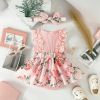 Picture of Baby Girl Sleeveless Lace Floral Romper Dress with Headband (0 to 12 months)