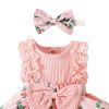 Picture of Baby Girl Sleeveless Lace Floral Romper Dress with Headband (0 to 12 months)