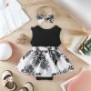 Picture of Baby Girl Sleeveless Lace Floral Romper Dress with Headband (0 to 12 months)