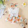 Picture of Baby Girl Sleeveless Lace Floral Romper Dress with Headband (0 to 12 months)