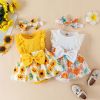 Picture of Baby Girl Sleeveless Lace Floral Romper Dress with Headband (0 to 12 months)